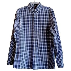 TOMMY HILFIGER Men's Shirt Slim Fit Non Iron Blue White Check Sz 15.5  32-33